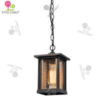 Factory Wholesale Bubbled Iron Netting Shade Vintage Outdoor Hanging Lantern Pendant Light Lamp