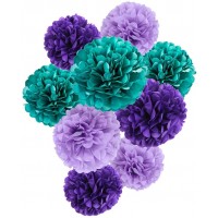 Paper Pom Poms Flowers Mermaid Party Under The Sea Decor Birthday Baby Shower Wedding Party Decoration 9pcs