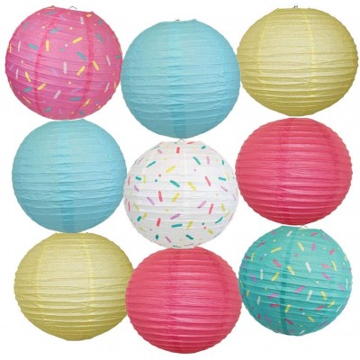 Highly Welcomed Customized Donuts Round Hanging  Printed Paper Lantern Set