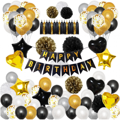 Birthday Decorations Party Decorations Supplies Happy Birthday Banner Party Balloons Paper Flowers Hanging Swirls