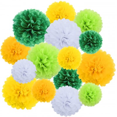 Paper Pom Poms Bright Colorful Tissue Paper Flowers for Party Birthday Wedding Christmas Festive Decorations, 15 Pieces each set