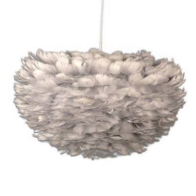 Pretty decoration grey color feather material pendant lamp