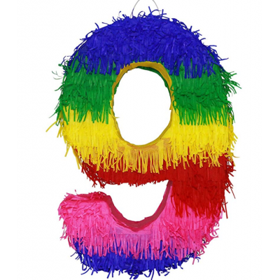 Multicolor Number 9 Pinata birthday decoration. number design